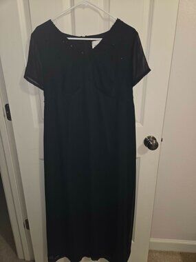 Motherhood Black Beaded Formal Maxi Dress Vintage Maternity Non-Pregnancy Friend